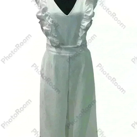 NWOT Sugar Lips Free Bird Ruffle Wide Leg White Jumpsuit Women’s Size Large - Picture 3 of 9